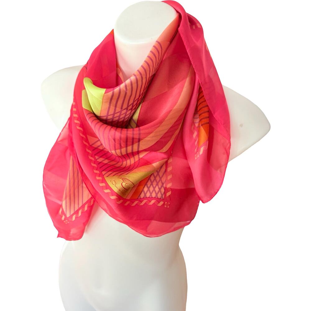Vintage Oscar by Oscar de la Renta Silk Color Block Scarf NWOT 34x34